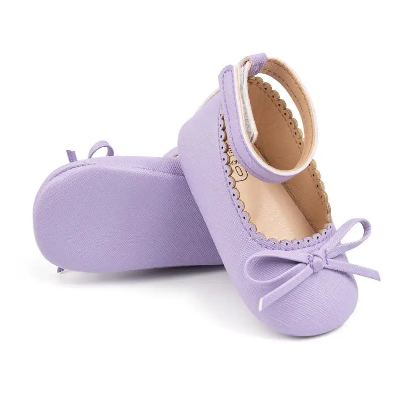 Baby Girls' Leather First Walker Shoes – Soft Sole Bow Flats (0–18M) - photo 5