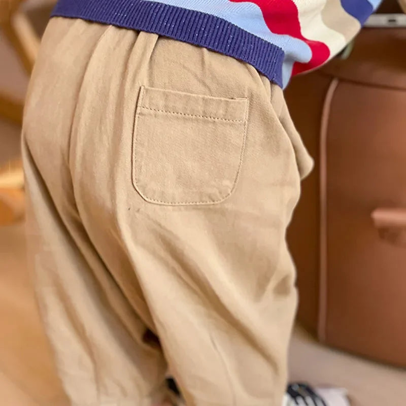 Kids Cotton Casual Pants — Loose Ankle-Length Trousers | 6M–7Y