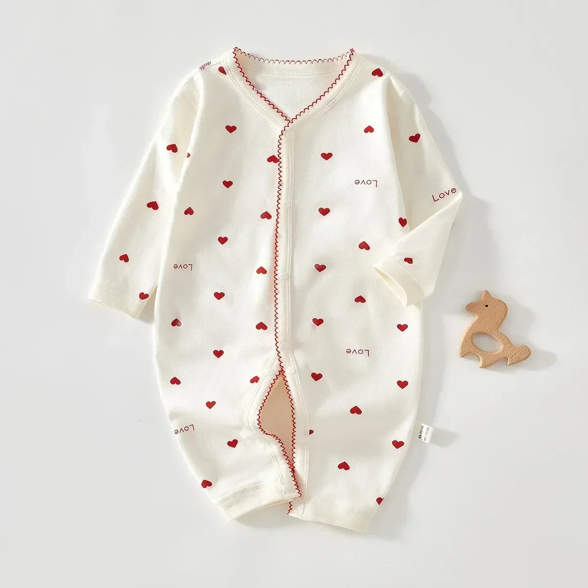 Heart Print Cotton Baby Romper - Kindle Kids ABC