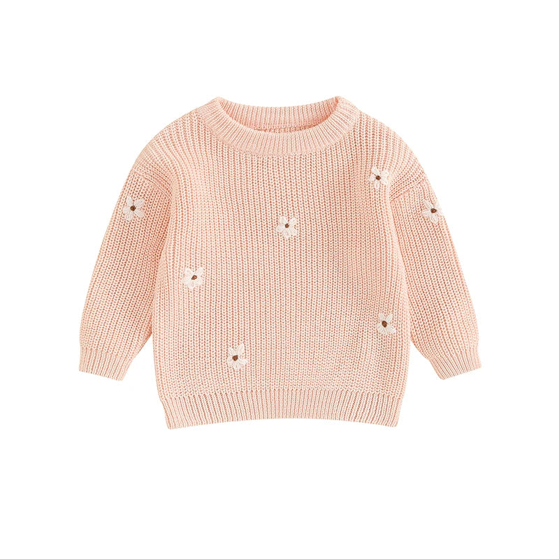 Baby Girl Knit Flower Sweater — Soft Pullover Knitwear | 0–7Y