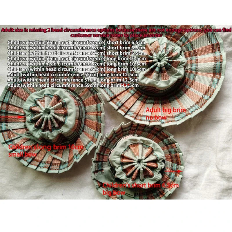 Panama Straw Sun Hat - Foldable Hand-Woven with Plaid Bow - Kids & Adults - photo 6