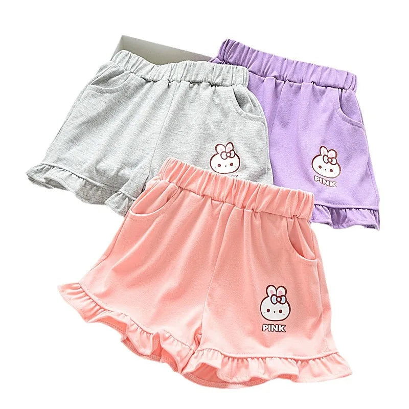 Girls Cotton Print Frill Shorts Cute Bow Ruffle - photo 5