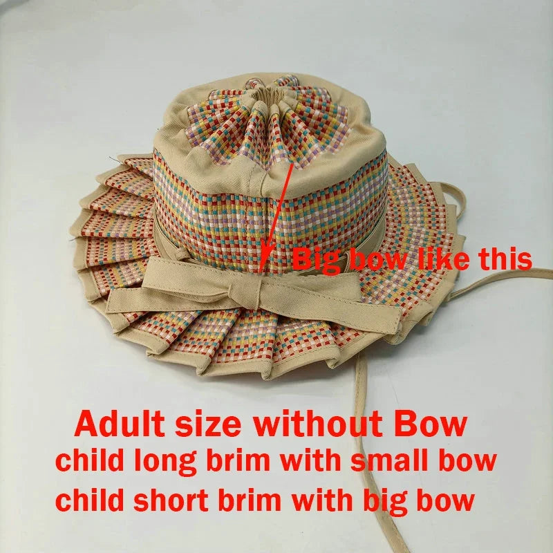 Panama Straw Sun Hat - Foldable Hand-Woven with Plaid Bow - Kids & Adults - photo 8