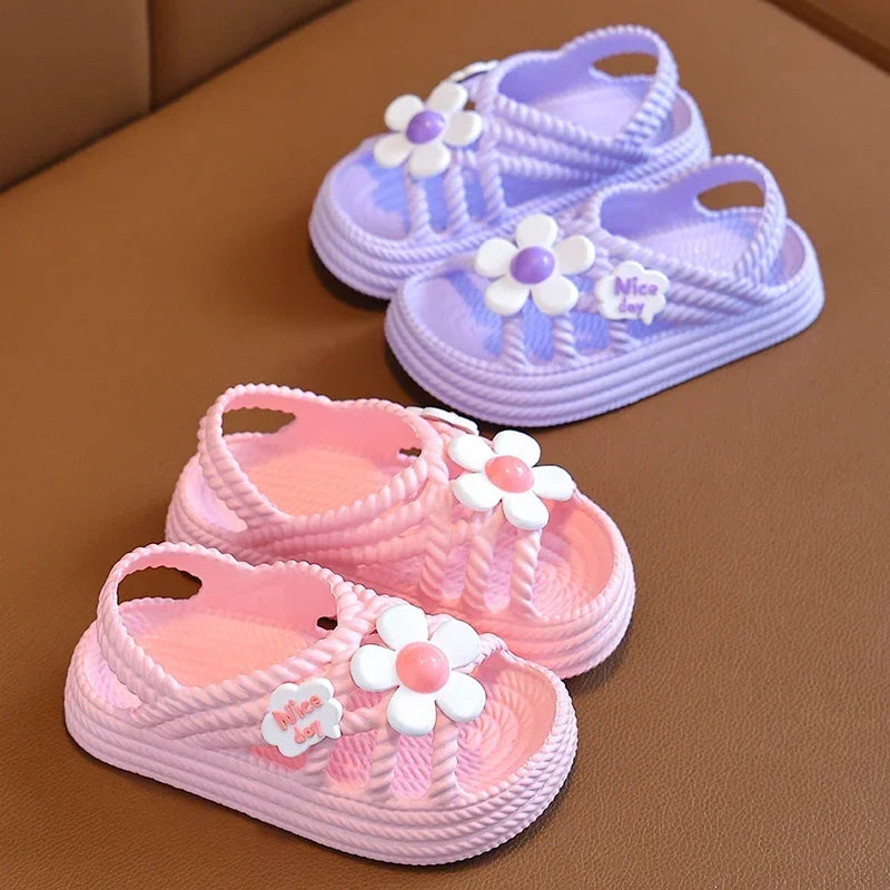 Girls Flower Summer Sandals - Lightweight Non-Slip Age 2-8 - photo 4