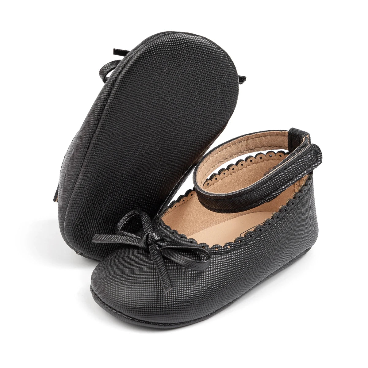 Baby Girls' Leather First Walker Shoes – Soft Sole Bow Flats (0–18M) - photo 7