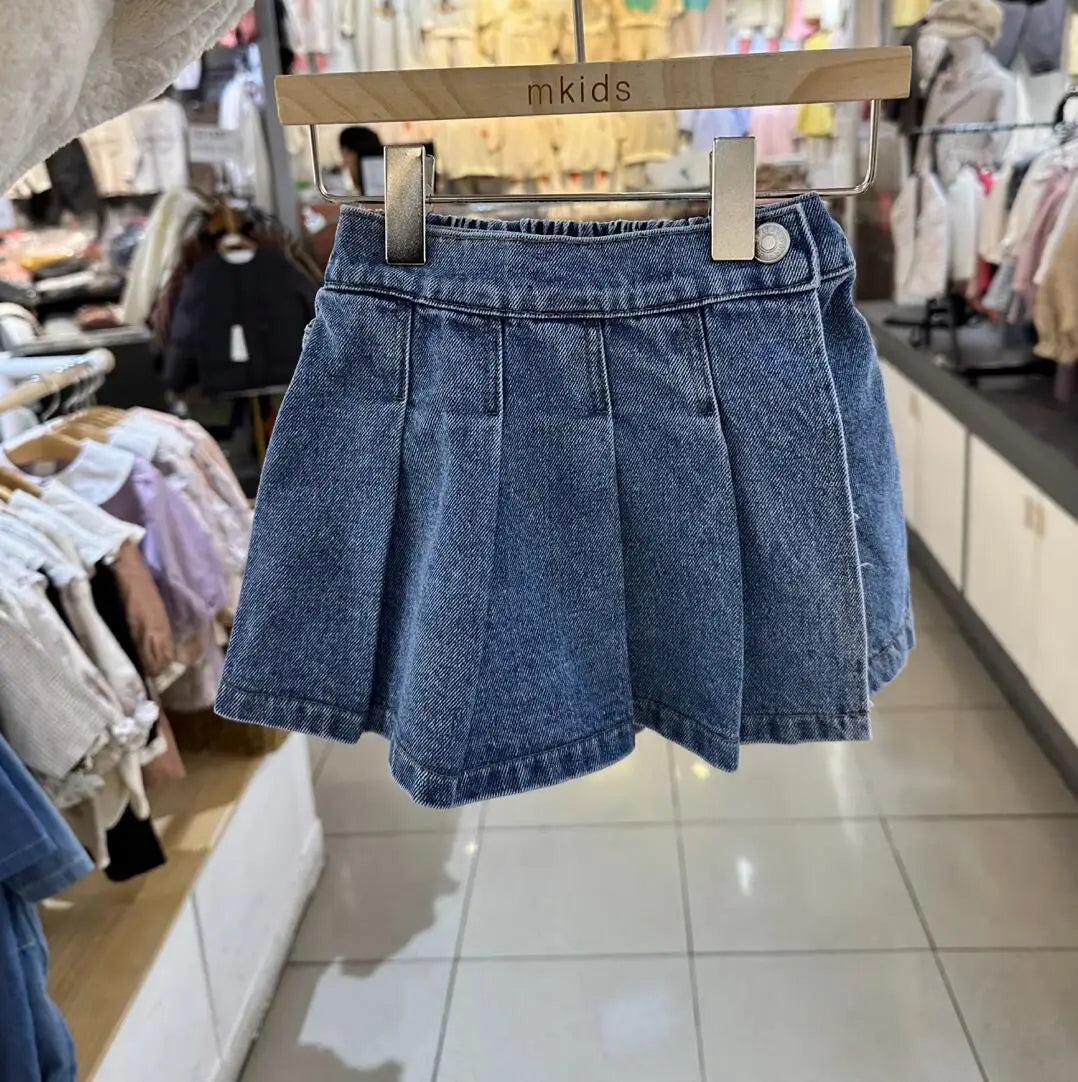 Girls Denim Skirt 2-16Y — Pleated Cozy Summer with Pockets - photo 1