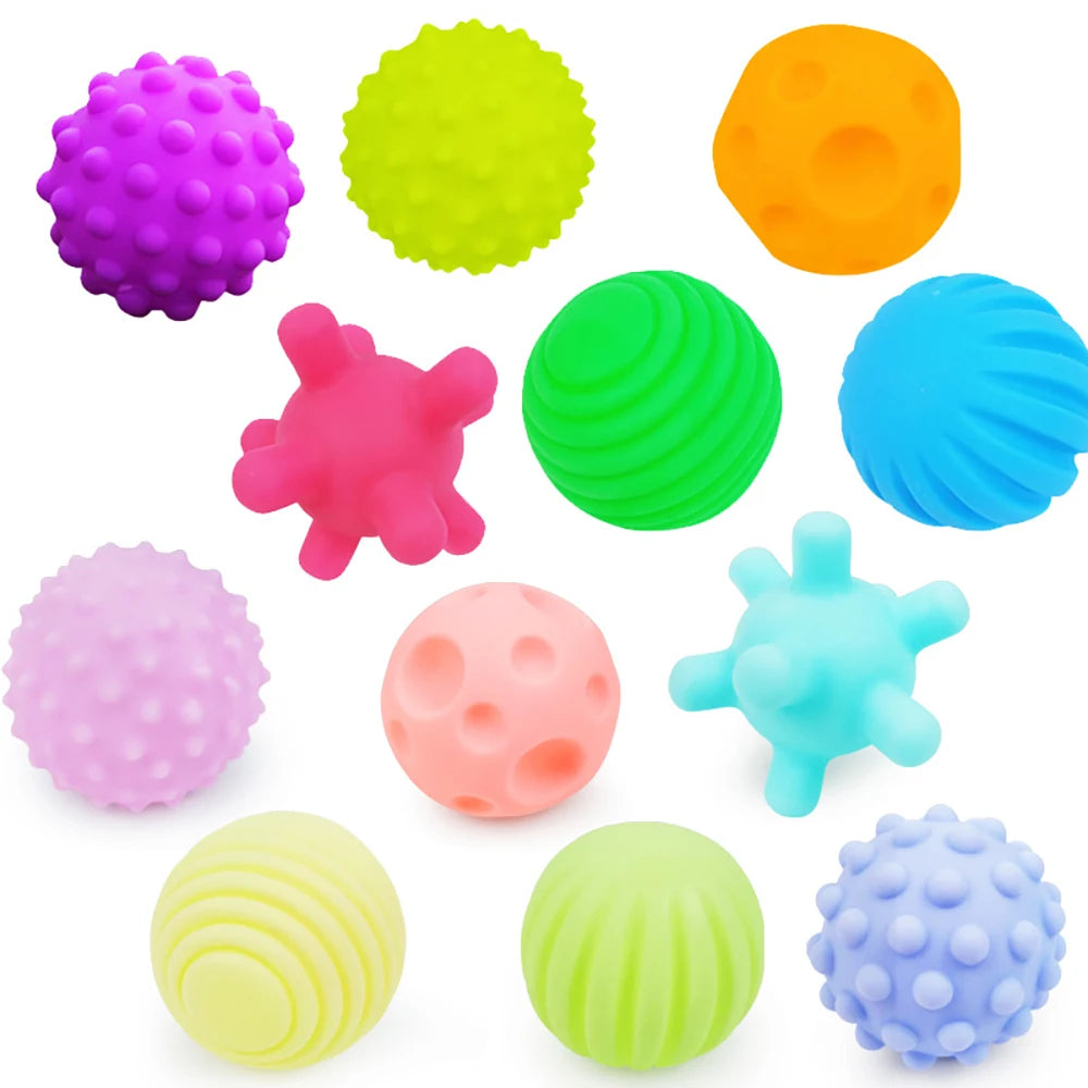 Six-piece textured sensory balls soft baby toy set