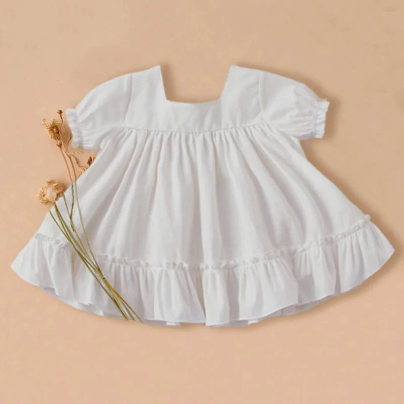 Baby Girls Cotton-Linen Button Dress — Loose Casual | 6M-5Y - photo 10