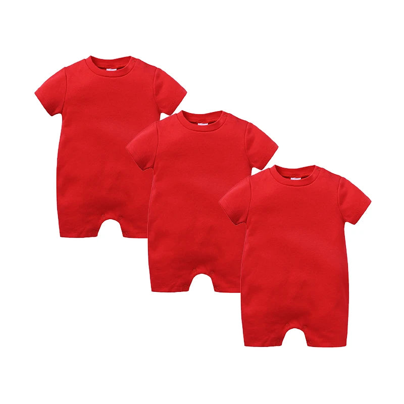 Unisex Cotton Baby Romper Bodysuit 0-12M Solid Colours Short Sleeve - photo 16