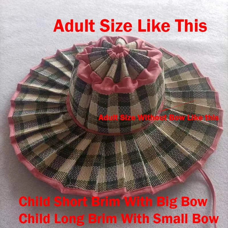 Panama Straw Sun Hat - Foldable Hand-Woven with Plaid Bow - Kids & Adults - photo 22