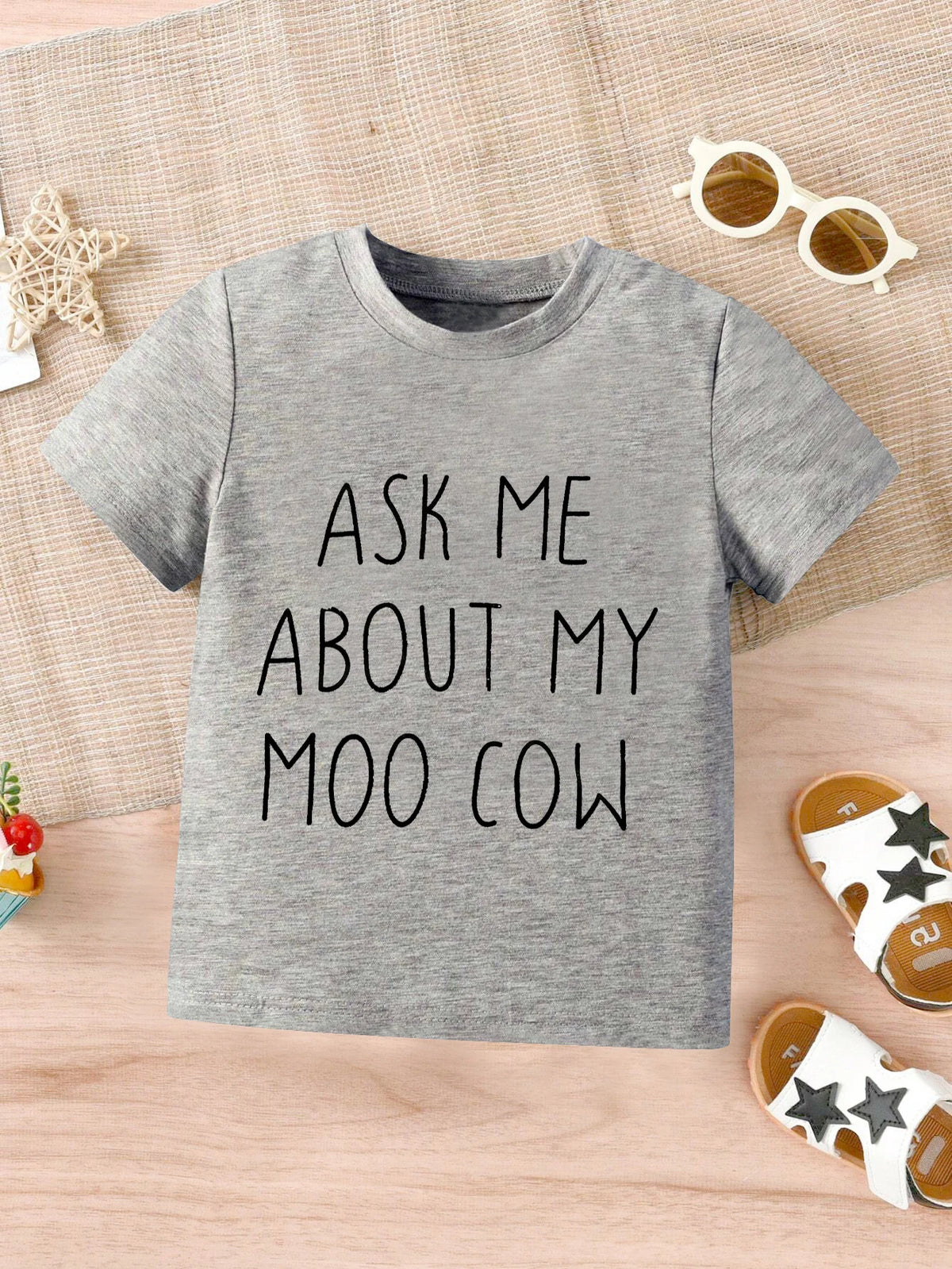 Toddler Funny Cow Print Cotton T-Shirt - photo 1