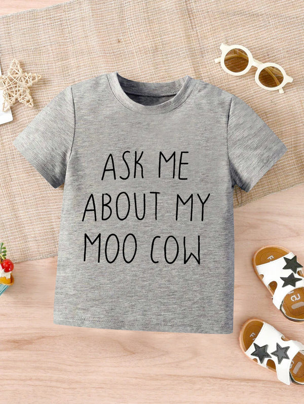 Toddler Funny Cow Print Cotton T-Shirt - photo 1