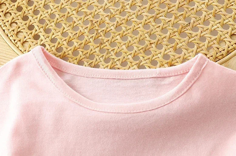 Baby and kids pure cotton long-sleeve basic tee, solid - Kindle Kids ABC - view 2