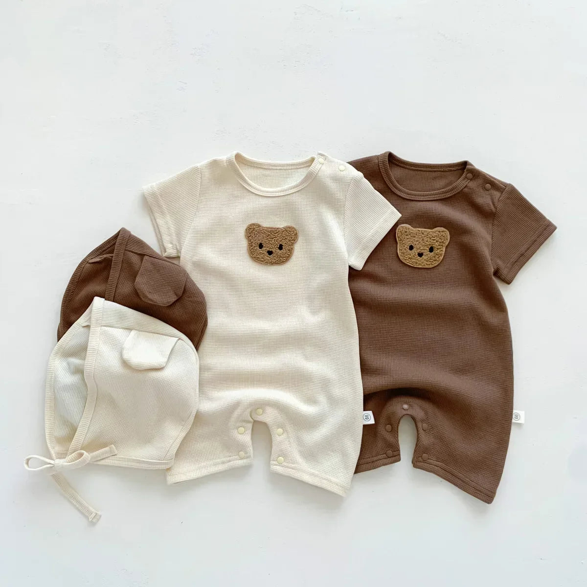 Waffle Cotton Bear Romper - Kindle Kids ABC