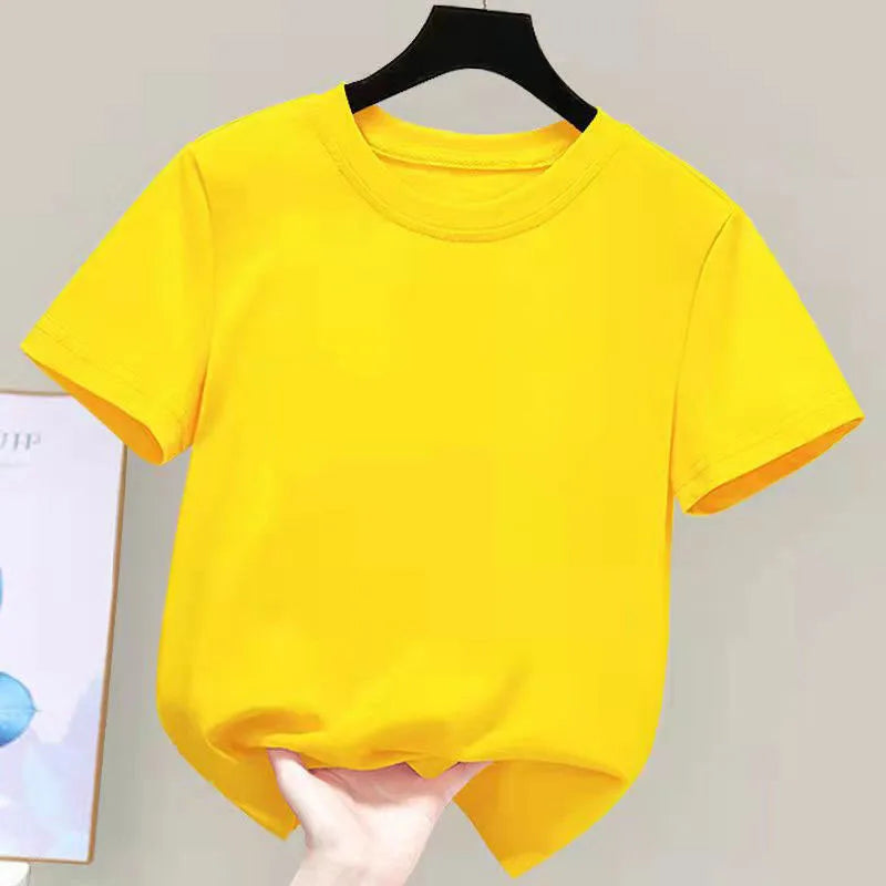 Kids cotton t-shirt 180gsm soft solid summer tee