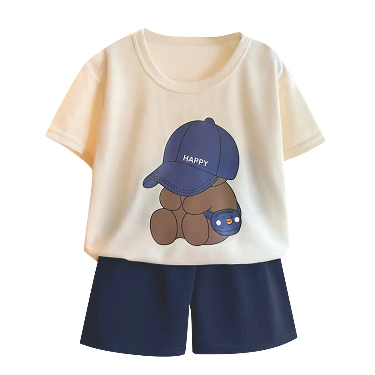 Boys' Bear Print Tracksuit Set – 2-Piece Cotton T-Shirt & Shorts - photo 5