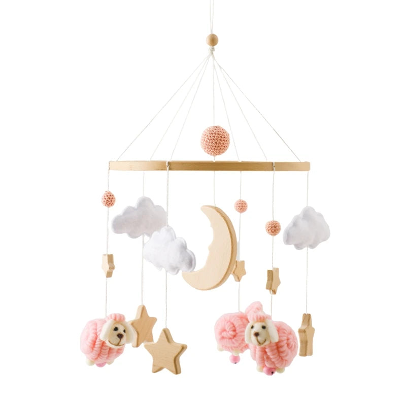 Wooden Crib Mobile - Moon Stars Astronaut Bell Toy - photo 21