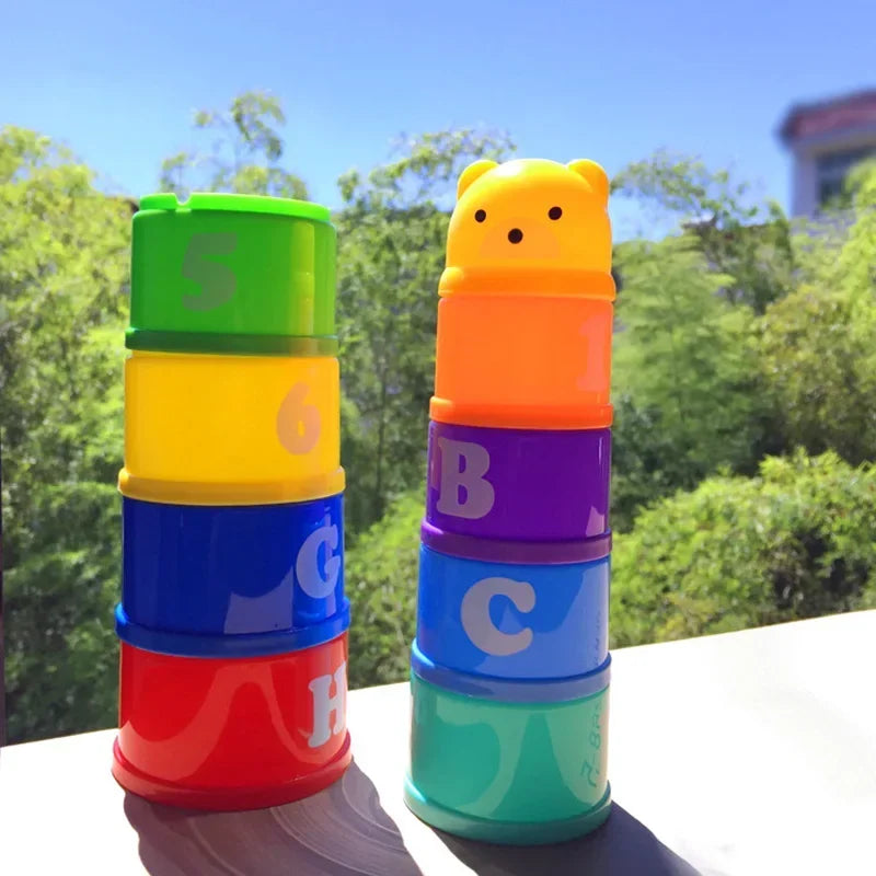 Stacking cups early learning toy with numbers letters shapes