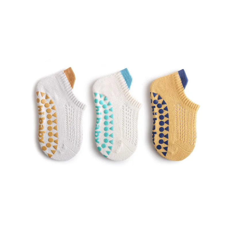 Baby & Kids Cotton Mesh Socks — 3 Pairs | Non-Slip Floor Socks | 0–5 Years - photo 9