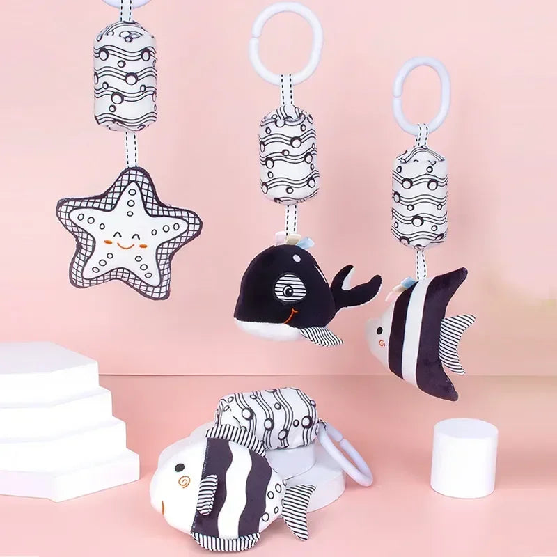 Baby crib hanging bell plush rattle sensory toy