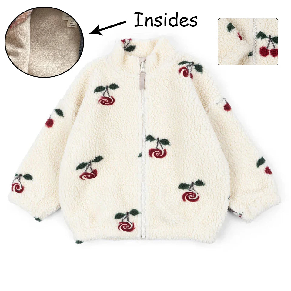 Baby Cotton Fleece Jacket — Lambswool Embroidered Coat | 6M–7Y
