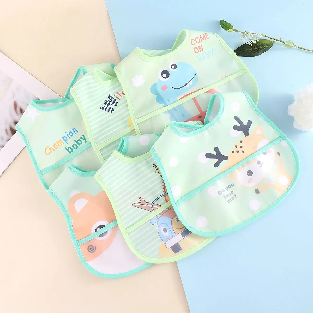 Baby Cartoon Animal Bibs – 3pcs/5pcs Waterproof Set | 0–3Y - photo 11