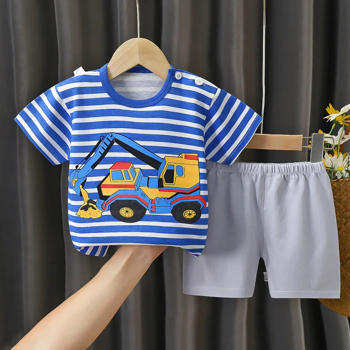 Kids Cotton T-Shirt & Shorts Set 2-Piece | Unisex Summer Outfit | 9M–6-7Y - photo 5