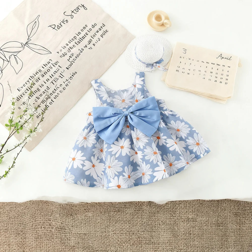 Baby Girl Floral Sleeveless Dress – Bow Detail | 6M–3Y - photo 2