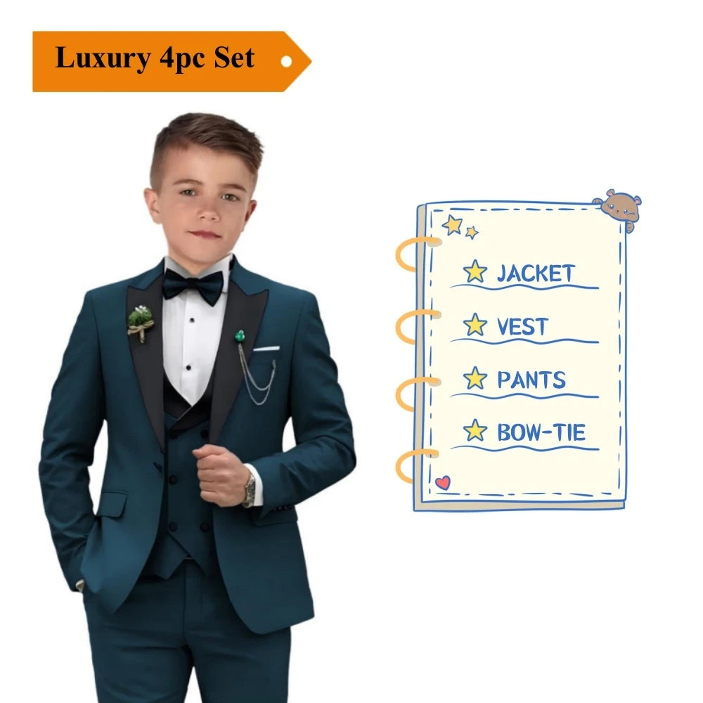 Boys 3-Piece Tuxedo Suit – Notch-Lapel Blazer Set | 3T–14Y - photo 2