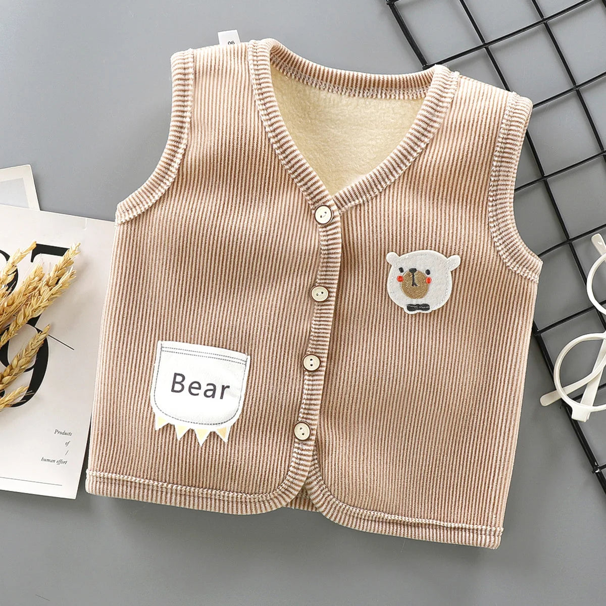 Kids Corduroy Padded Vest — Warm Sleeveless Jacket, Unisex - photo 2