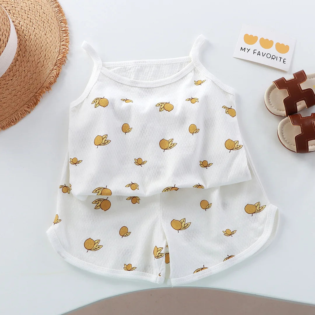 Girls' Tank & Shorts Set Square Collar - Kindle Kids ABC