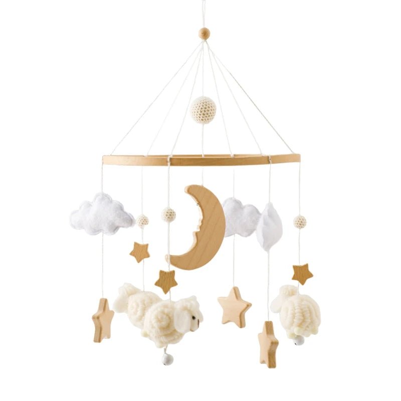 Wooden Crib Mobile - Moon Stars Astronaut Bell Toy - photo 15
