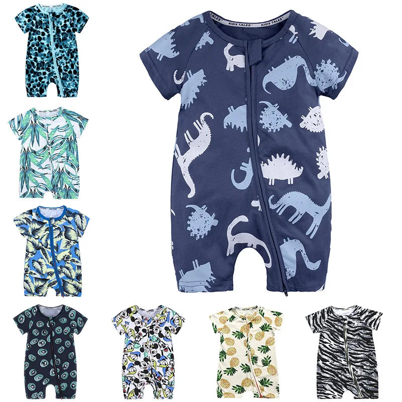 Baby Bamboo Cotton Short-Sleeve Romper - Kindle Kids ABC