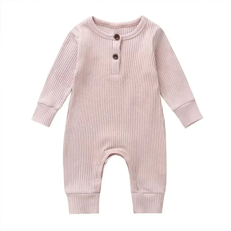 Ribbed cotton long-sleeve baby romper, unisex newborn playsuit - Kindle Kids ABC - view 9