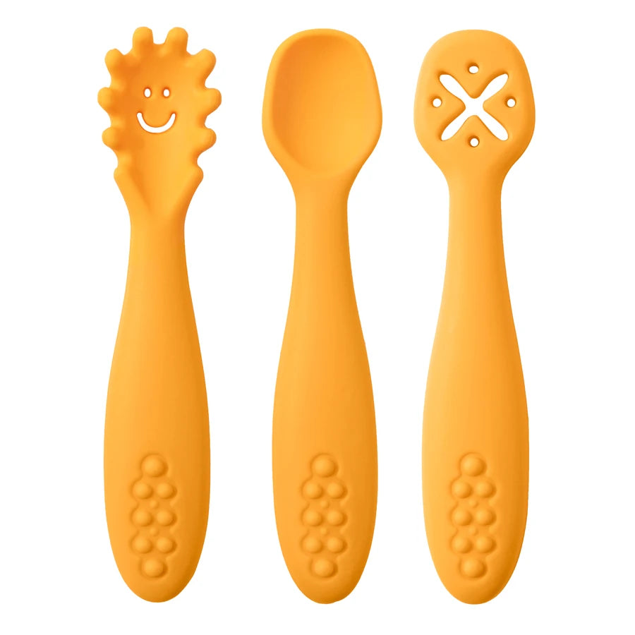 Baby learning spoons 3-pack soft silicone weaning utensils set