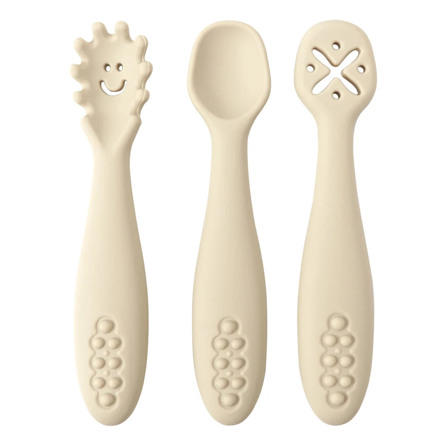 Baby learning spoons 3-pack soft silicone weaning utensils set
