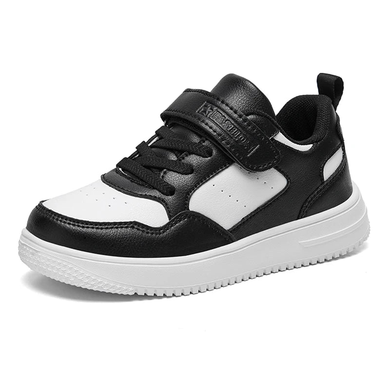 Kids Casual Sport Sneakers — Black Leather Non-Slip | 7–13Y - photo 10