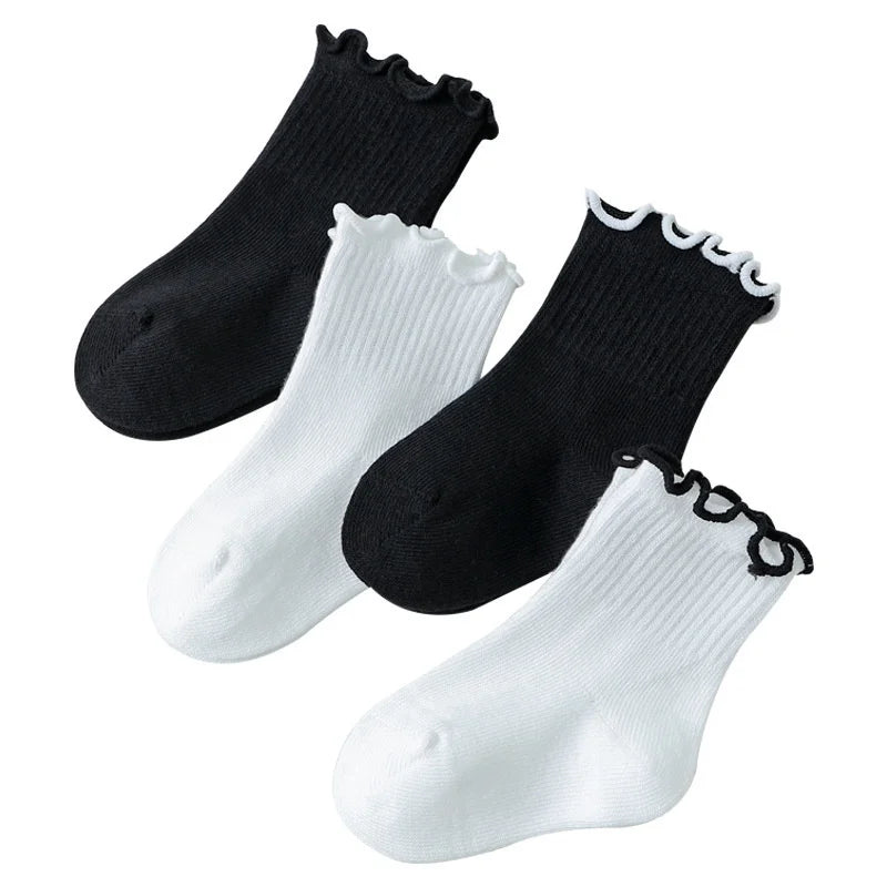 Girls Cotton Socks — Dot & Solid Princess Socks Set | 6M–12Y