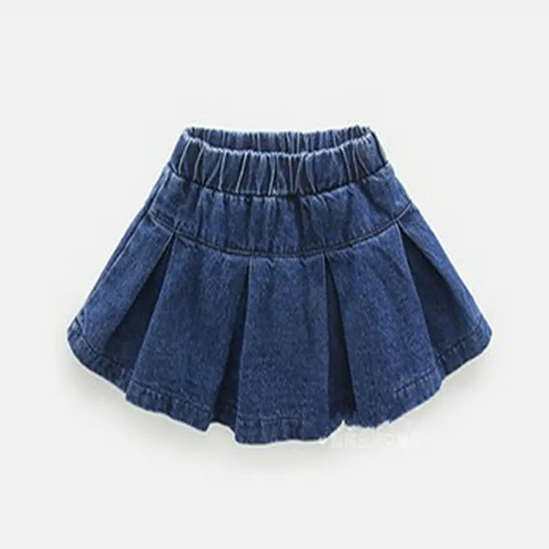 Girls Denim Short Skirt — Classic Stitched Summer Casual 3-10Y