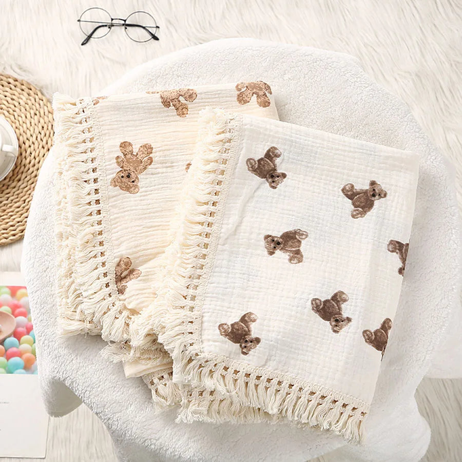 Bear Print Cotton Muslin Blanket - Kindle Kids ABC - view 5
