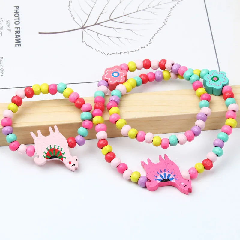 Wooden Unicorn Necklace Bracelet - Cartoon Animal Charms Kids - photo 10