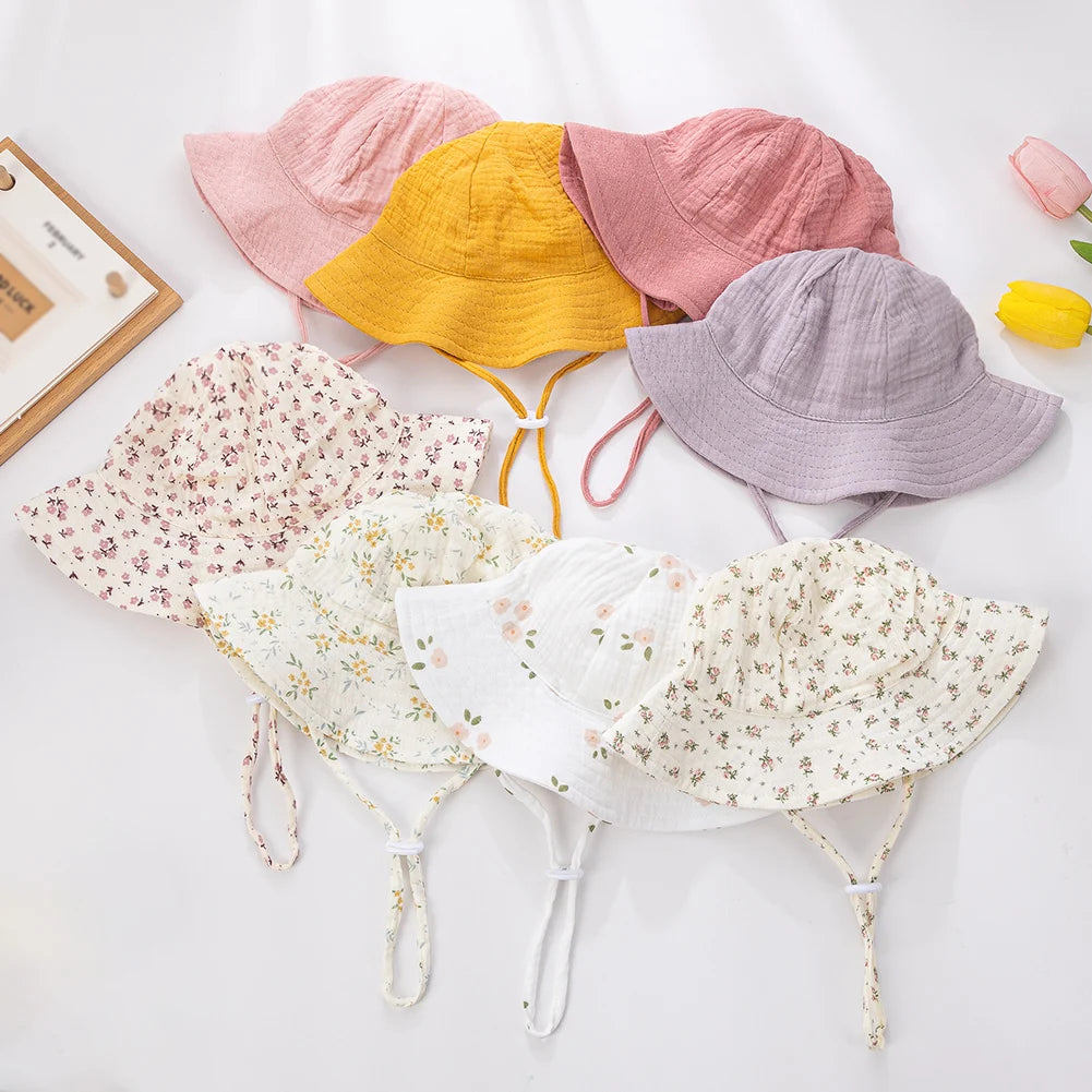 baby bucket sun hat floral and solid adjustable - photo 1