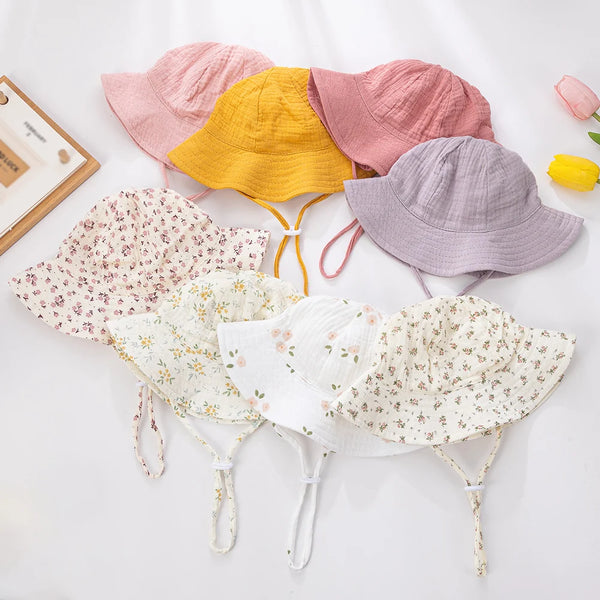 baby bucket sun hat floral and solid adjustable - photo 1