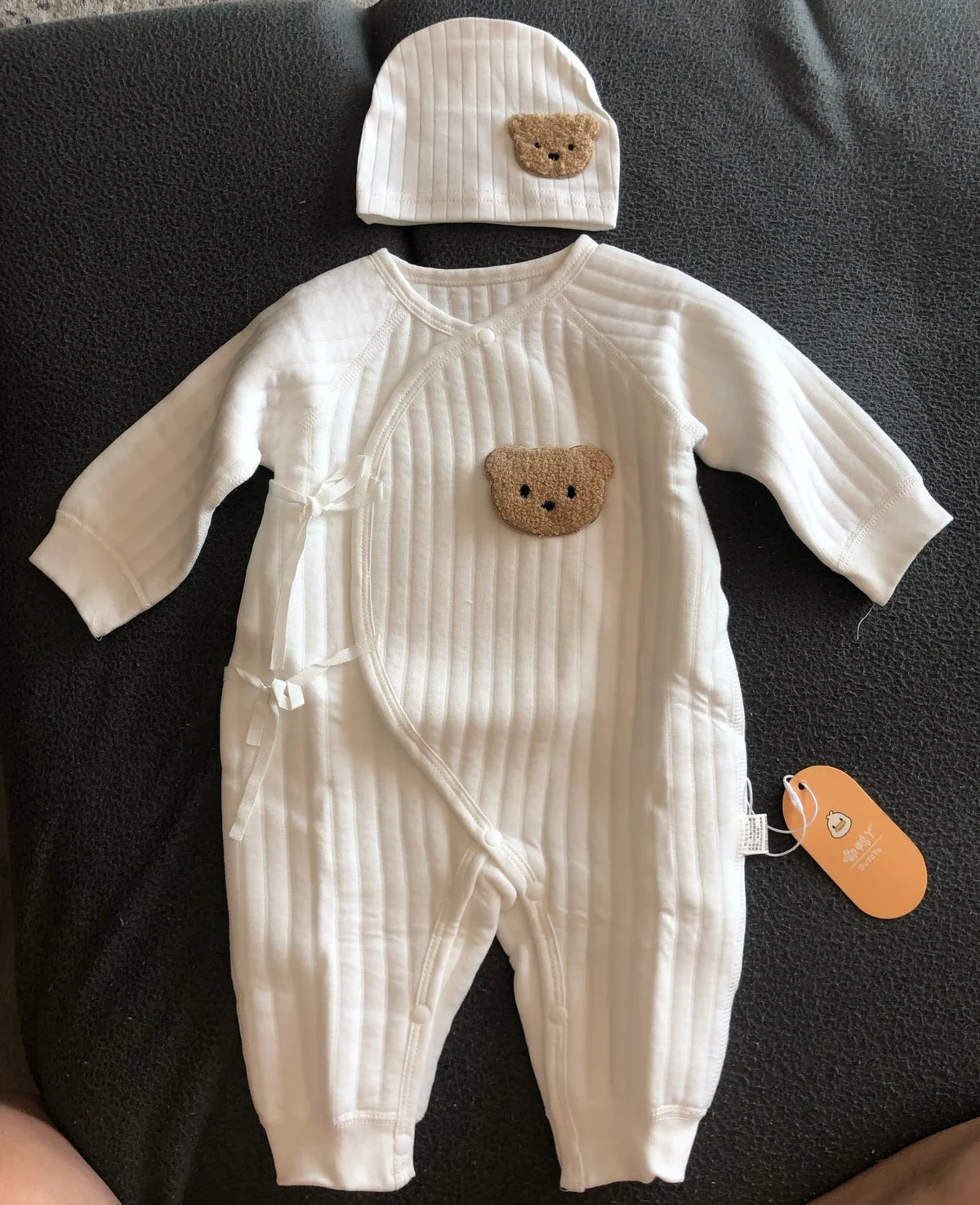 Ribbed Bear Cotton Baby Romper - Kindle Kids ABC - view 2