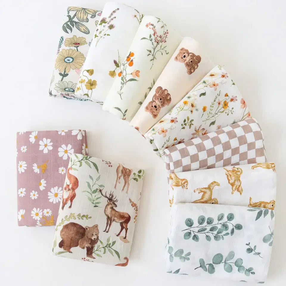 Bamboo Cotton Muslin Swaddle Blanket - Kindle Kids ABC
