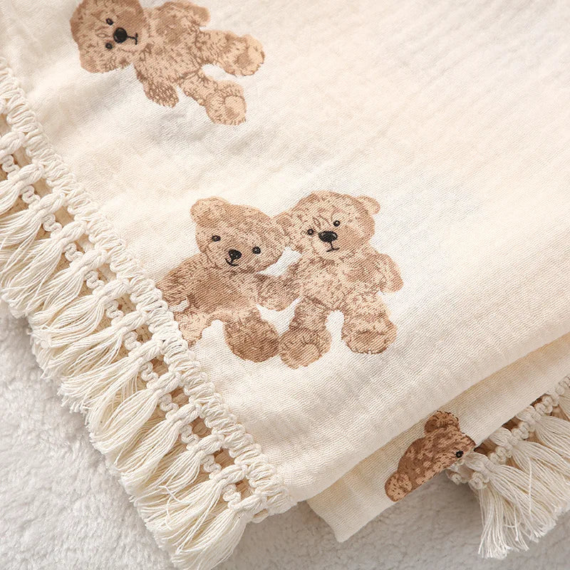 Bear Print Cotton Muslin Baby Blanket - Kindle Kids ABC - view 4