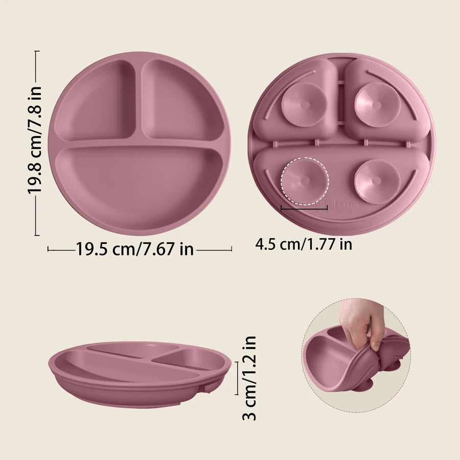 Silicone suction plate BPA-free divided baby dish
