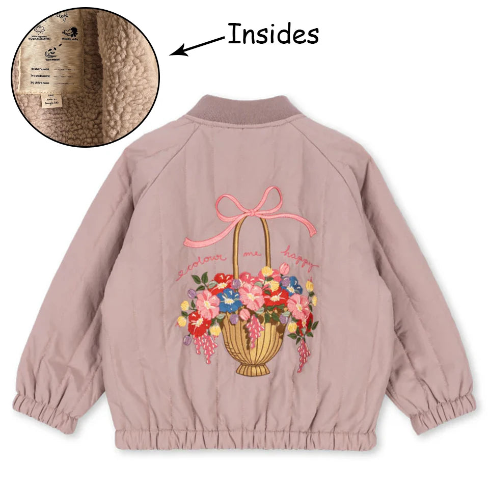 Baby Cotton Fleece Jacket — Lambswool Embroidered Coat | 6M–7Y