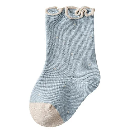 Girls Cotton Socks — Dot & Solid Princess Socks Set | 6M–12Y