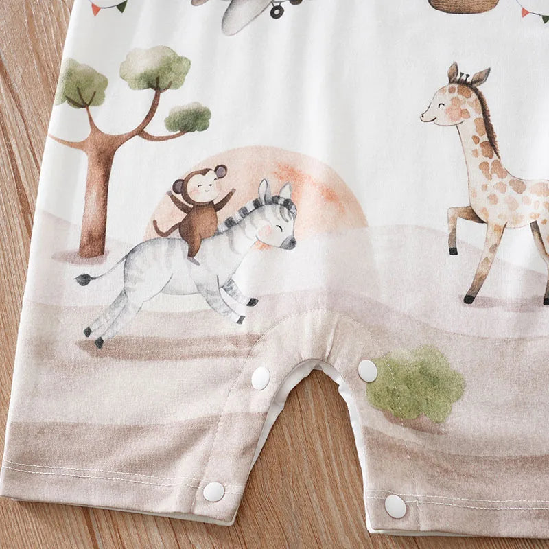 Cartoon Animal Print Cotton Baby Romper - Kindle Kids ABC - view 5